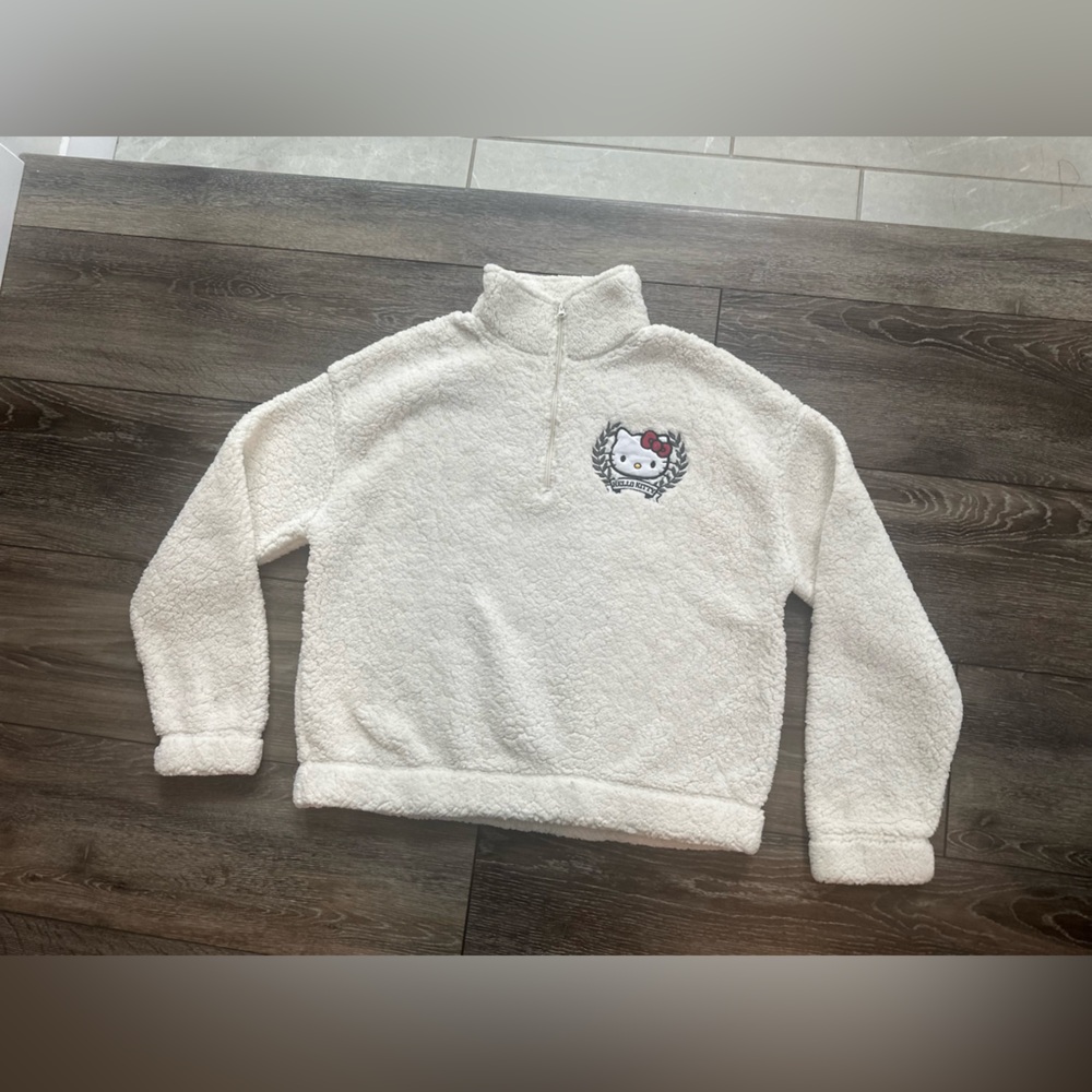 Hello Kitty White half zip pullover Sweater/ woman’s XL - Picture 4 of 13